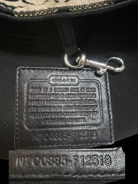 Coach Signature Bucket Tote F12518 Black Canvas Leather Shoulder Bag Carryall - Picture 9 of 10